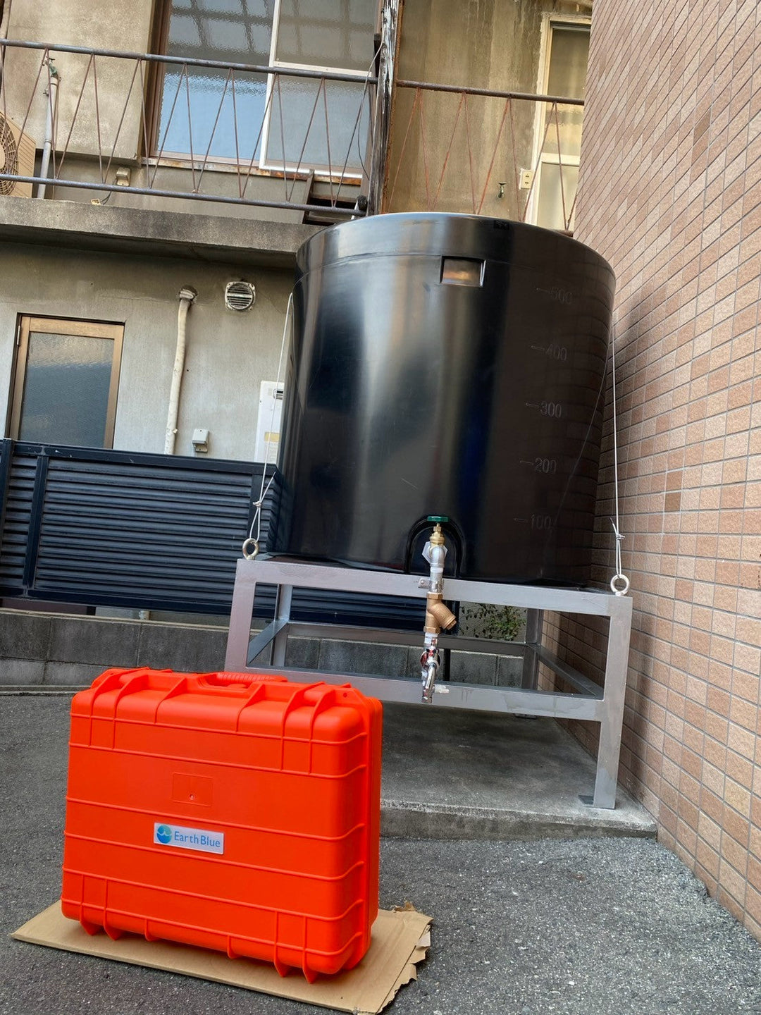 大阪府大阪市：企業様　作業場雨水タンク５００ℓ設置　活用＋緊急時対応　導入　
